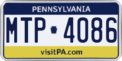 PA license plate MTP4086