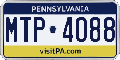 PA license plate MTP4088