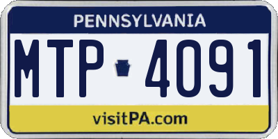 PA license plate MTP4091