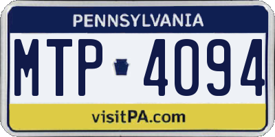 PA license plate MTP4094