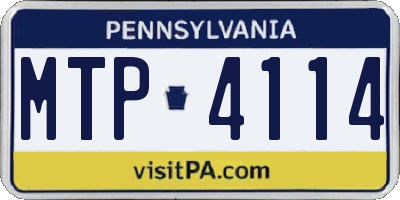 PA license plate MTP4114