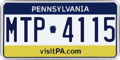 PA license plate MTP4115
