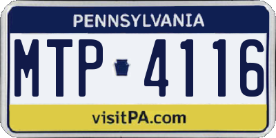 PA license plate MTP4116