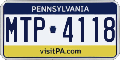 PA license plate MTP4118