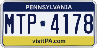 PA license plate MTP4178