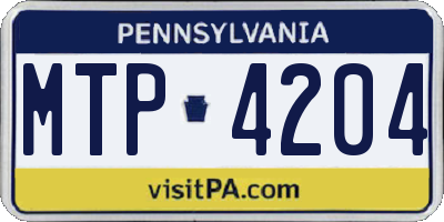 PA license plate MTP4204
