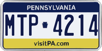 PA license plate MTP4214