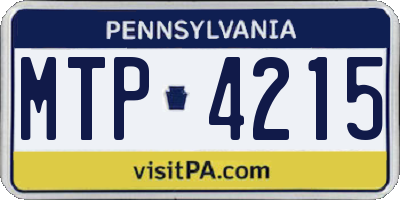 PA license plate MTP4215