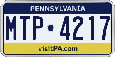 PA license plate MTP4217