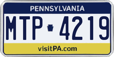 PA license plate MTP4219