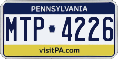PA license plate MTP4226