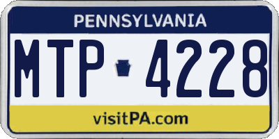 PA license plate MTP4228