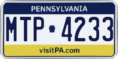 PA license plate MTP4233