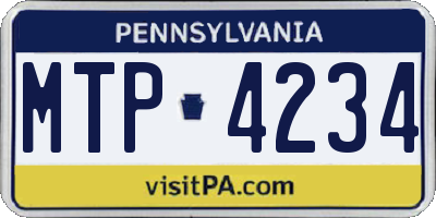 PA license plate MTP4234