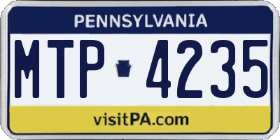 PA license plate MTP4235