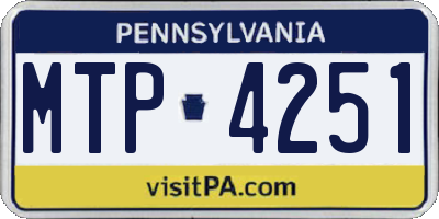 PA license plate MTP4251