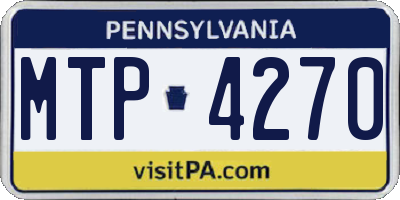 PA license plate MTP4270