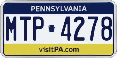 PA license plate MTP4278