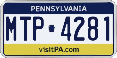 PA license plate MTP4281
