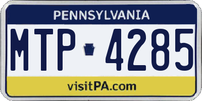 PA license plate MTP4285
