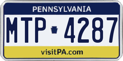 PA license plate MTP4287