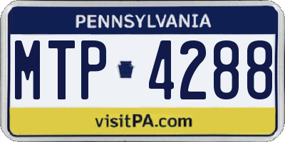 PA license plate MTP4288