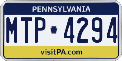 PA license plate MTP4294