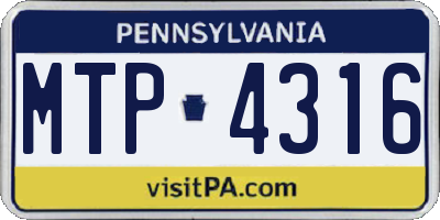 PA license plate MTP4316