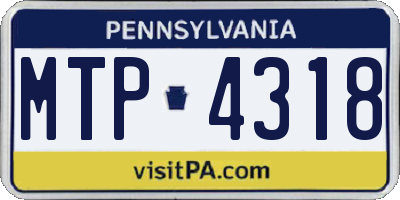 PA license plate MTP4318