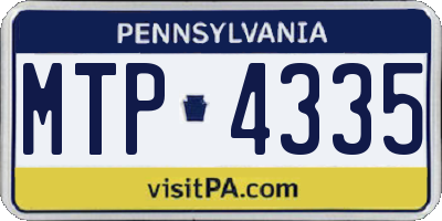 PA license plate MTP4335