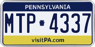 PA license plate MTP4337