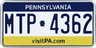 PA license plate MTP4362