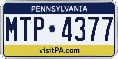 PA license plate MTP4377