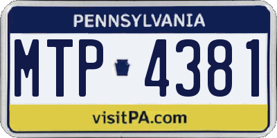 PA license plate MTP4381