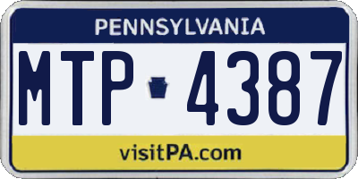 PA license plate MTP4387