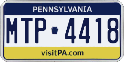 PA license plate MTP4418