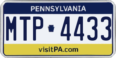 PA license plate MTP4433
