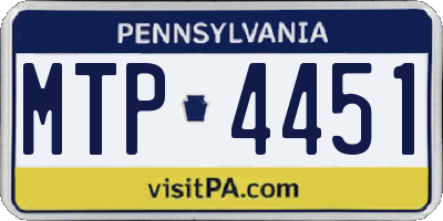 PA license plate MTP4451
