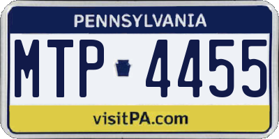 PA license plate MTP4455
