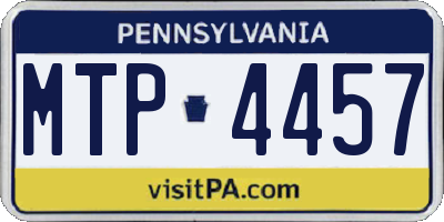 PA license plate MTP4457