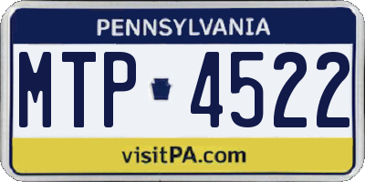 PA license plate MTP4522