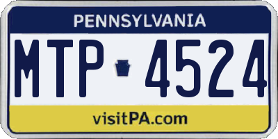PA license plate MTP4524