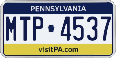 PA license plate MTP4537