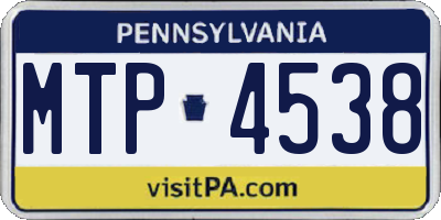 PA license plate MTP4538