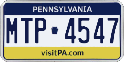 PA license plate MTP4547