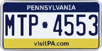PA license plate MTP4553