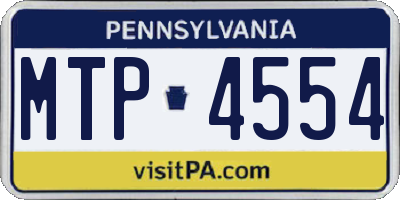 PA license plate MTP4554