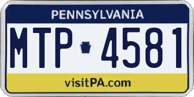 PA license plate MTP4581