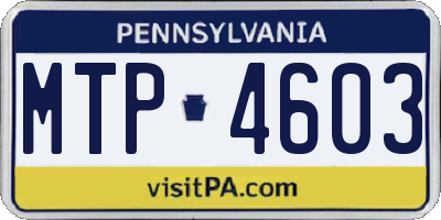 PA license plate MTP4603