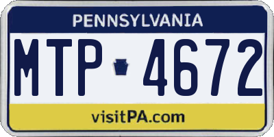 PA license plate MTP4672